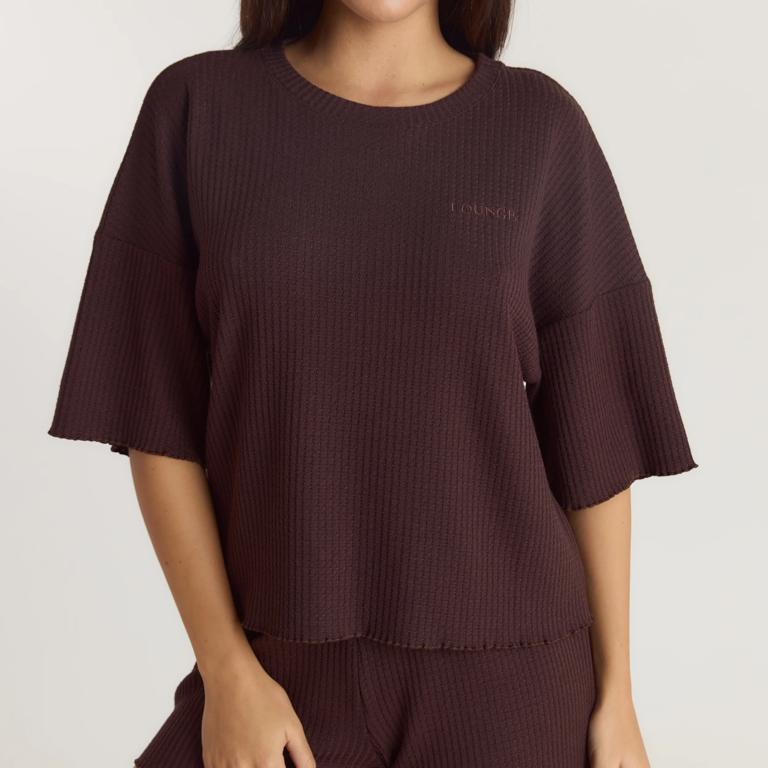 Soft Waffle Pajama Top - Dark Chocolate - Image 4