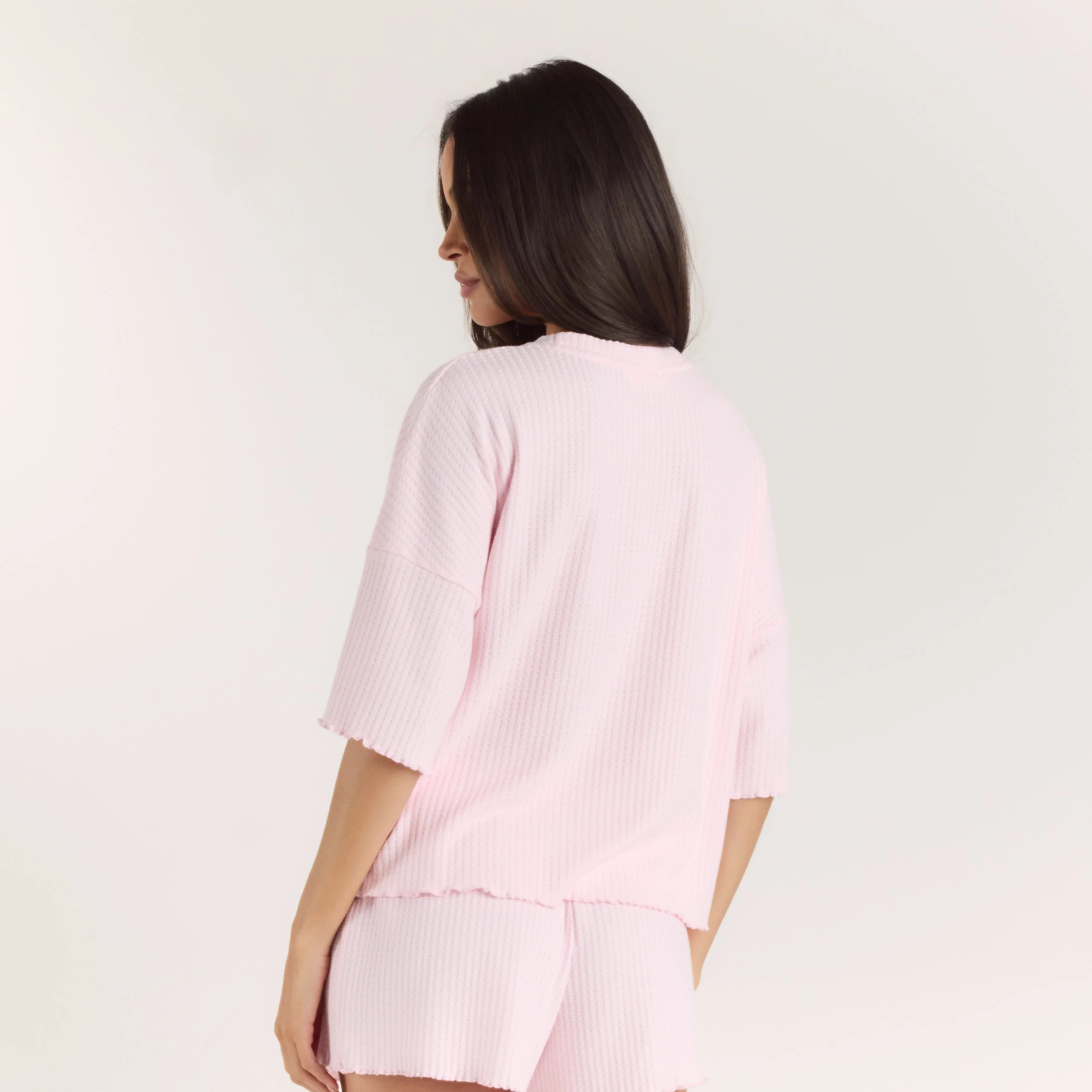 Soft Waffle Pajama Top - Pink - Image 2