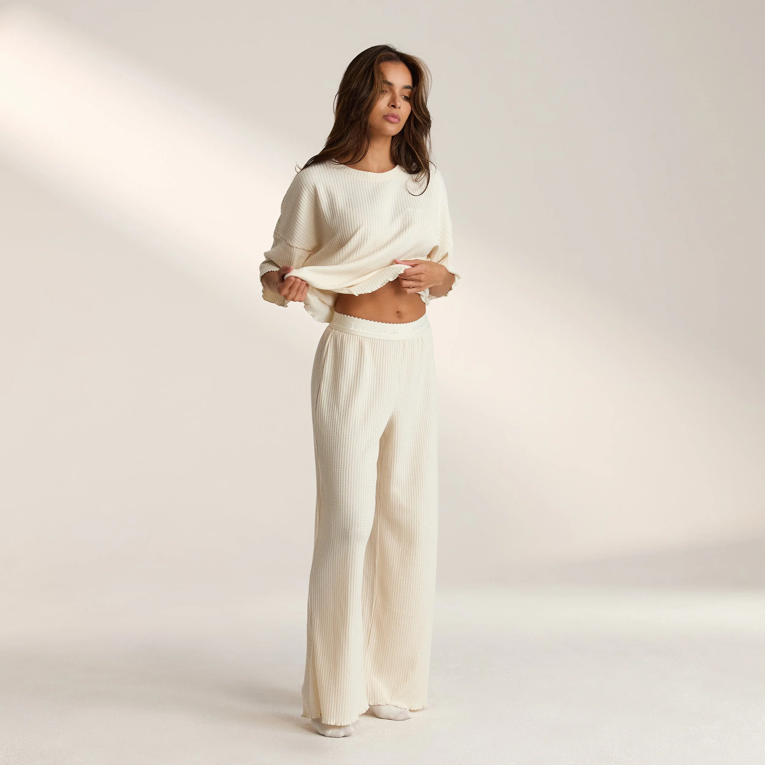 Soft Waffle Pajama Pants - Cream - Image 5