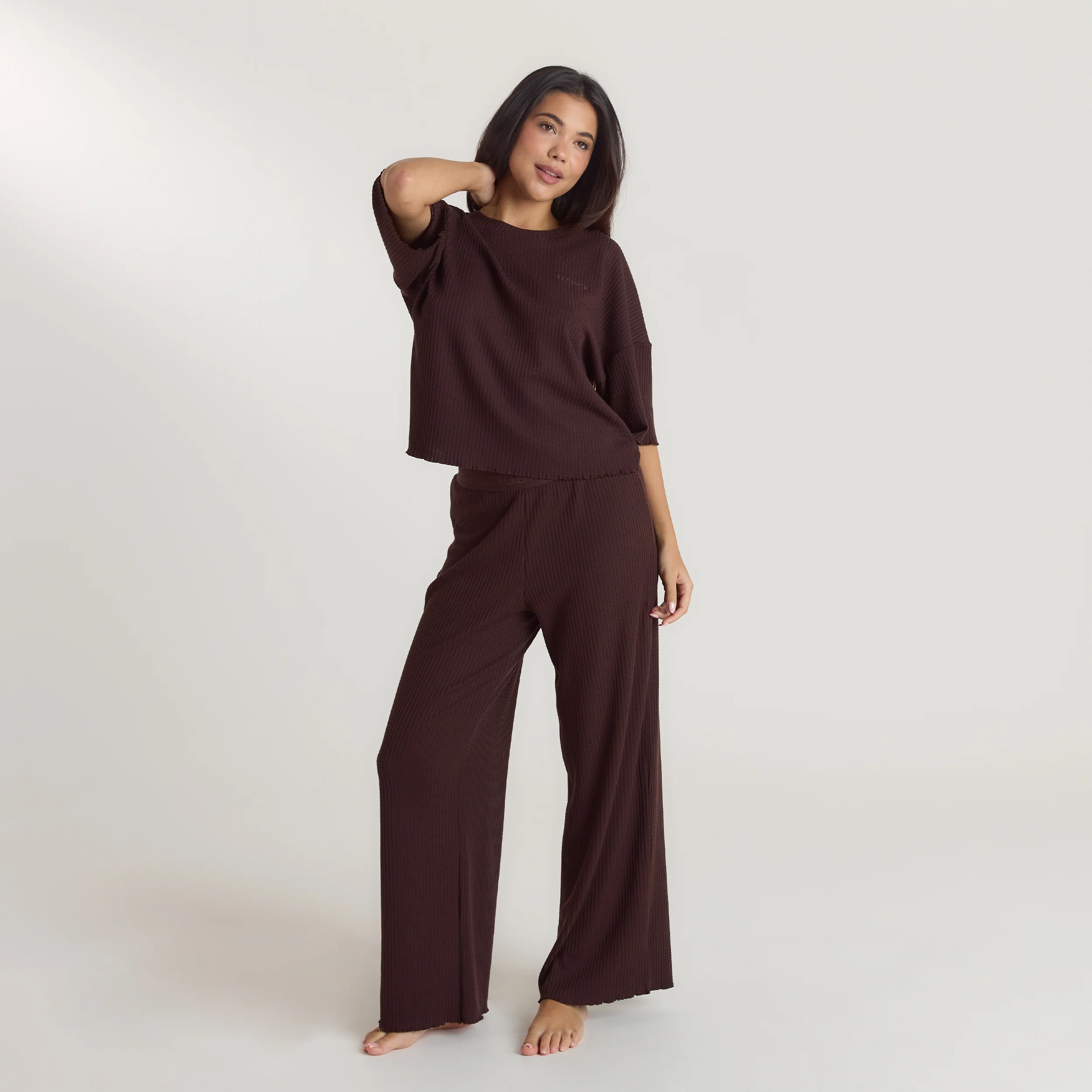 Soft Waffle Pajama Bottoms - Dark Chocolate - Image 3