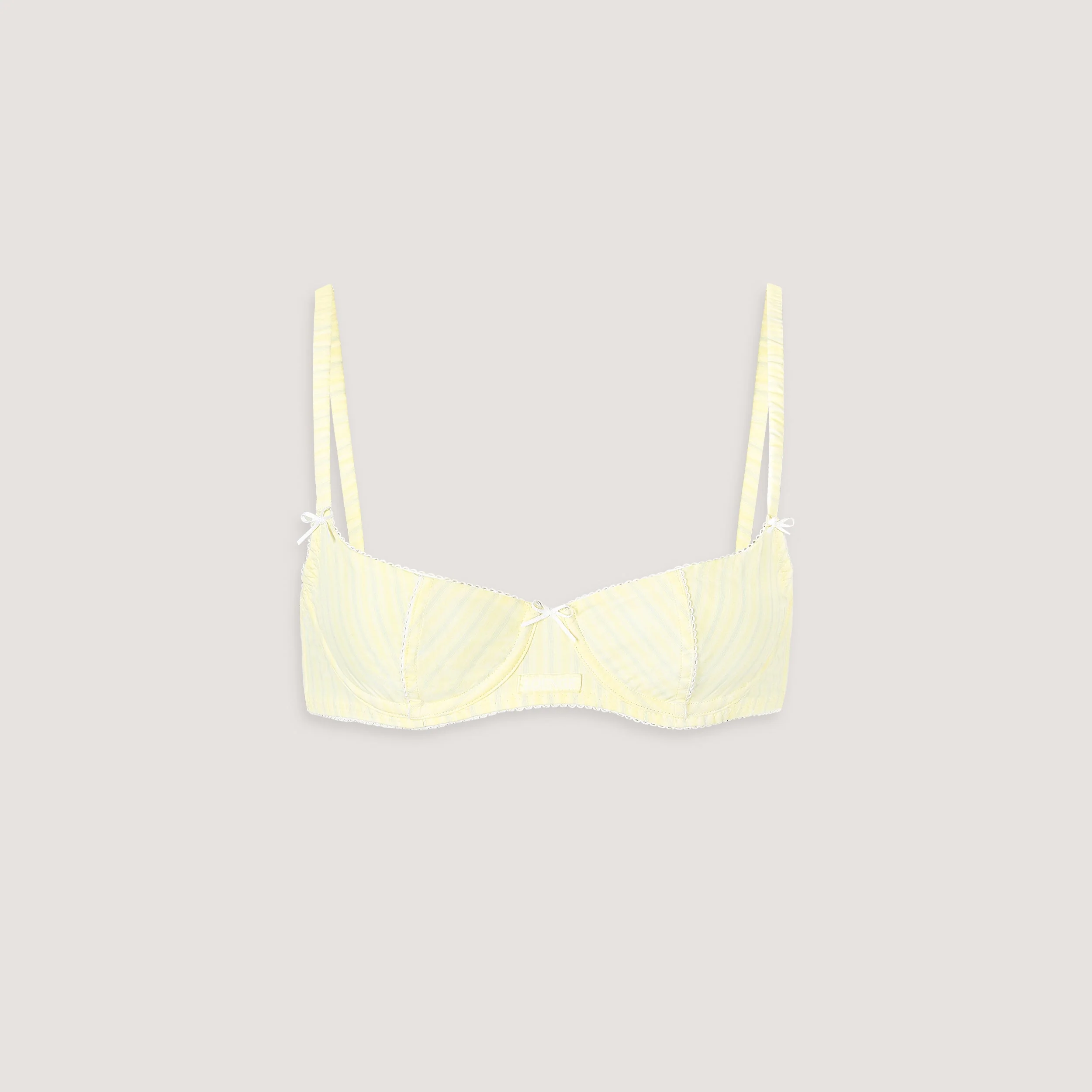 Striped Cotton Balcony Bra - Yellow - Image 7