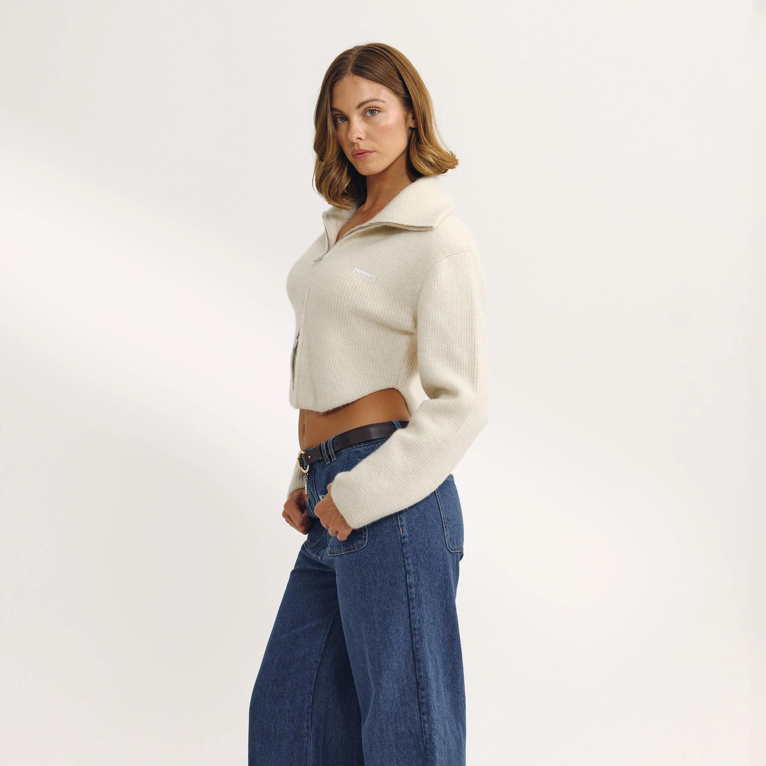 Structured Knitted Jacket - Cream - Image 4