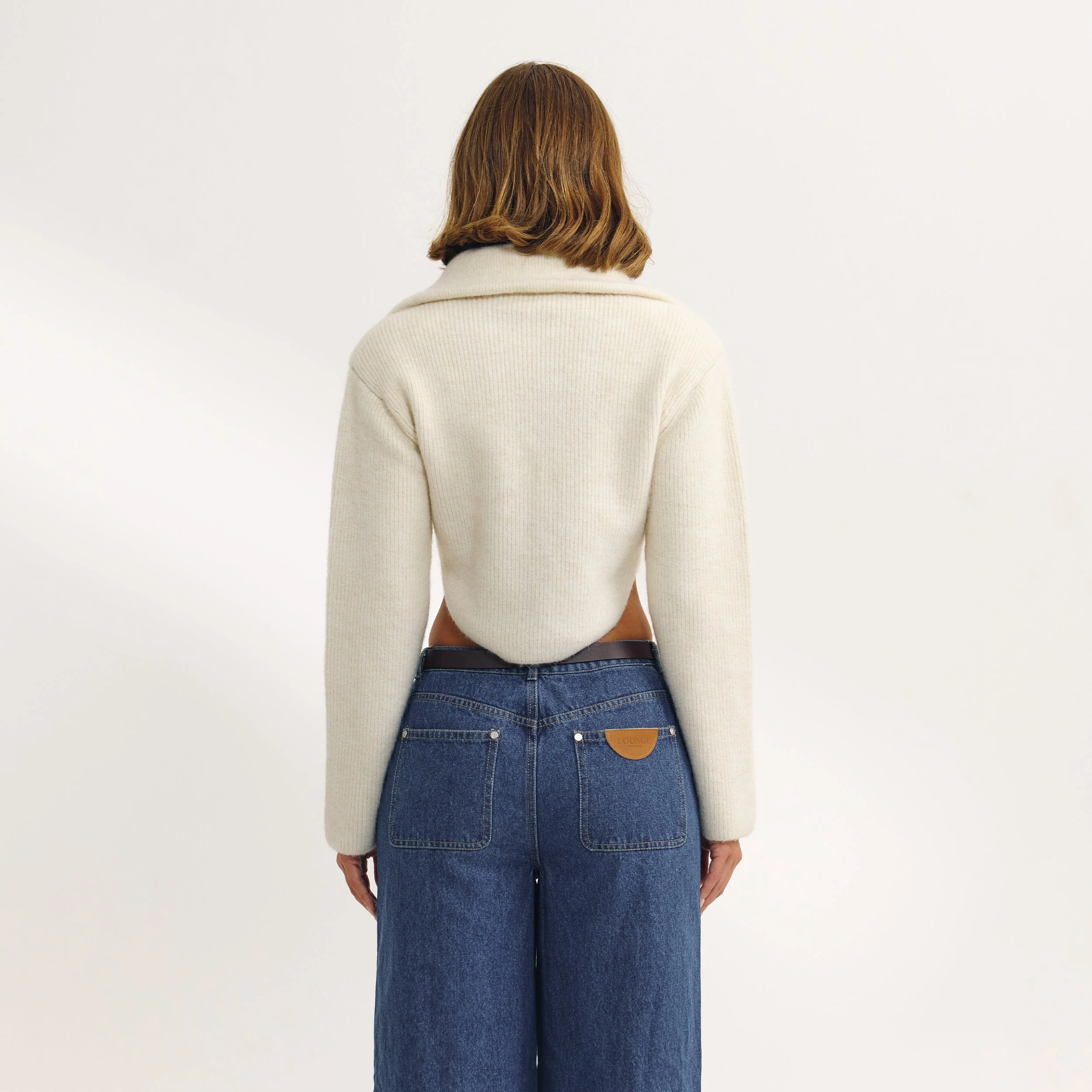 Structured Knitted Jacket - Cream - Image 5