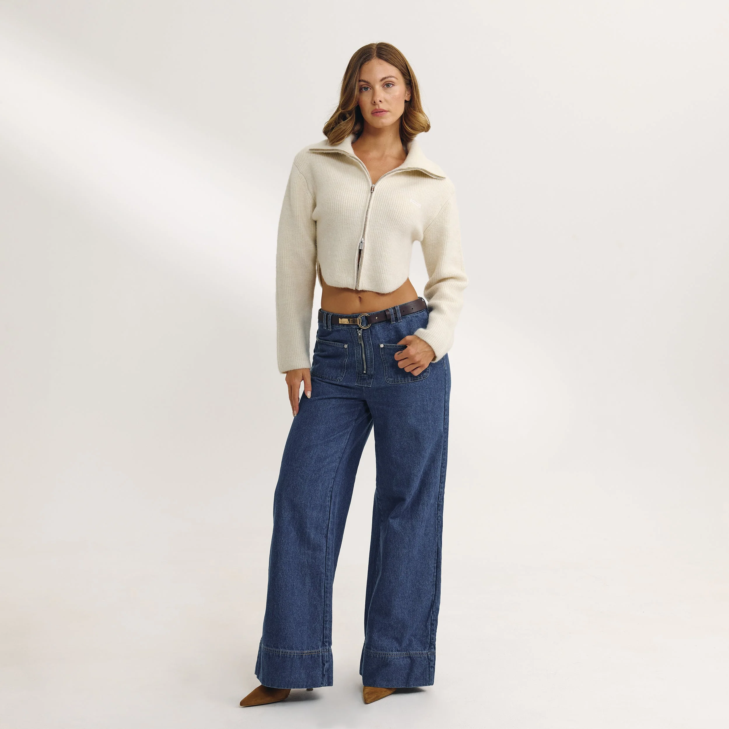 Structured Knitted Jacket - Cream - Image 6