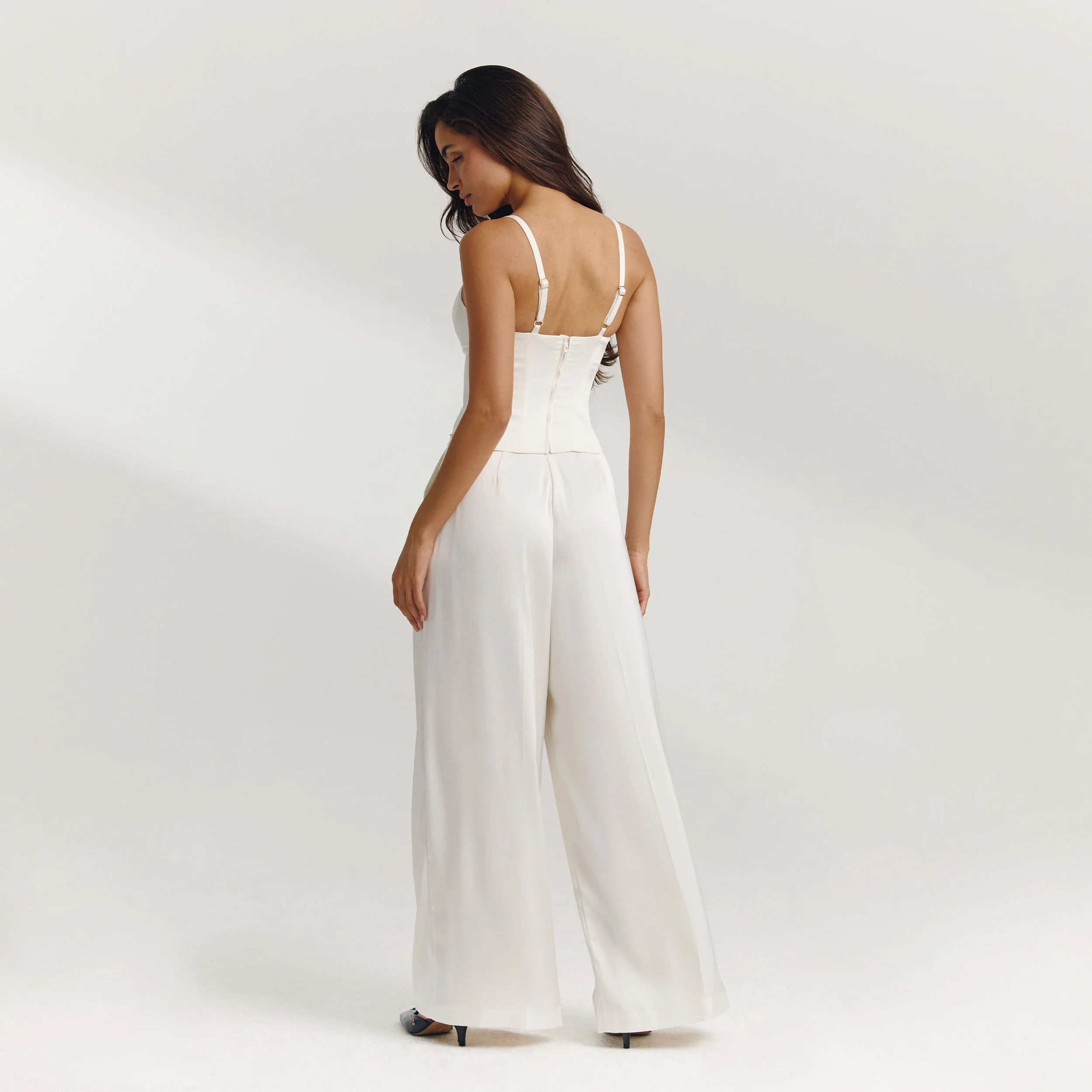 Satin Structured Top - Off White - Image 5
