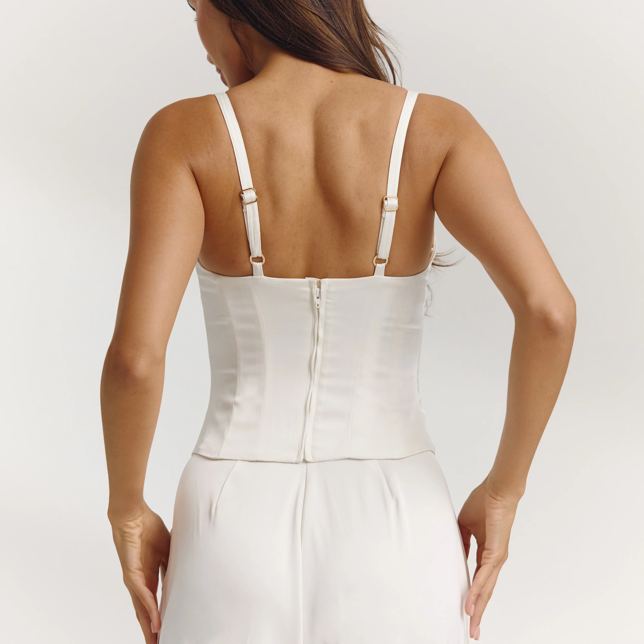 Satin Structured Top - Off White - Image 6
