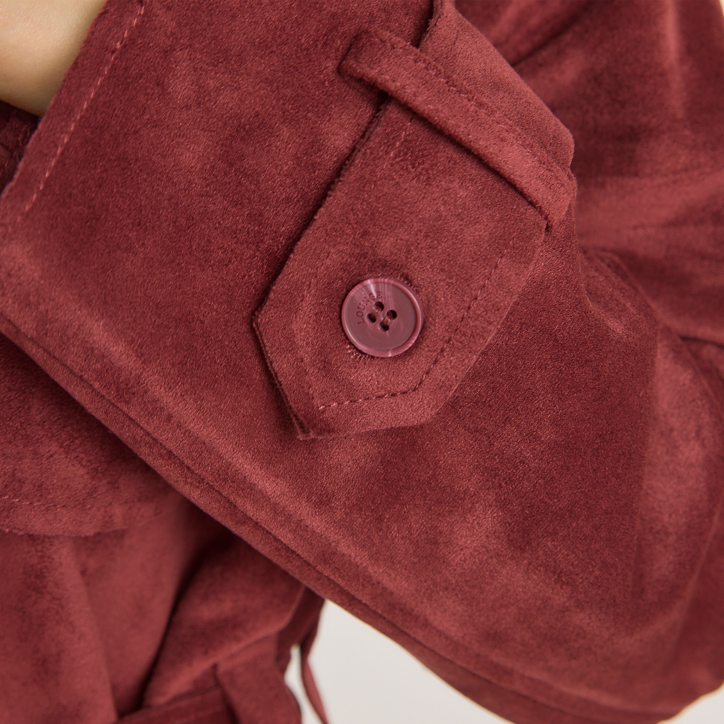 Suedette Trench Coat - Burgundy - Image 6