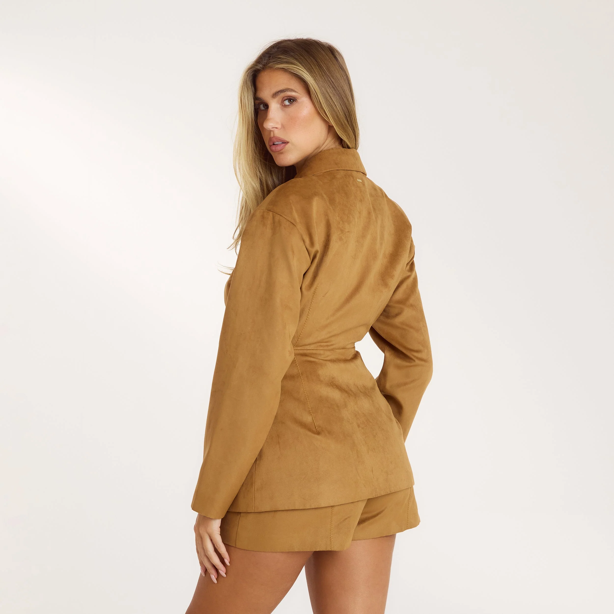 Suedette Blazer - Tan - Image 4