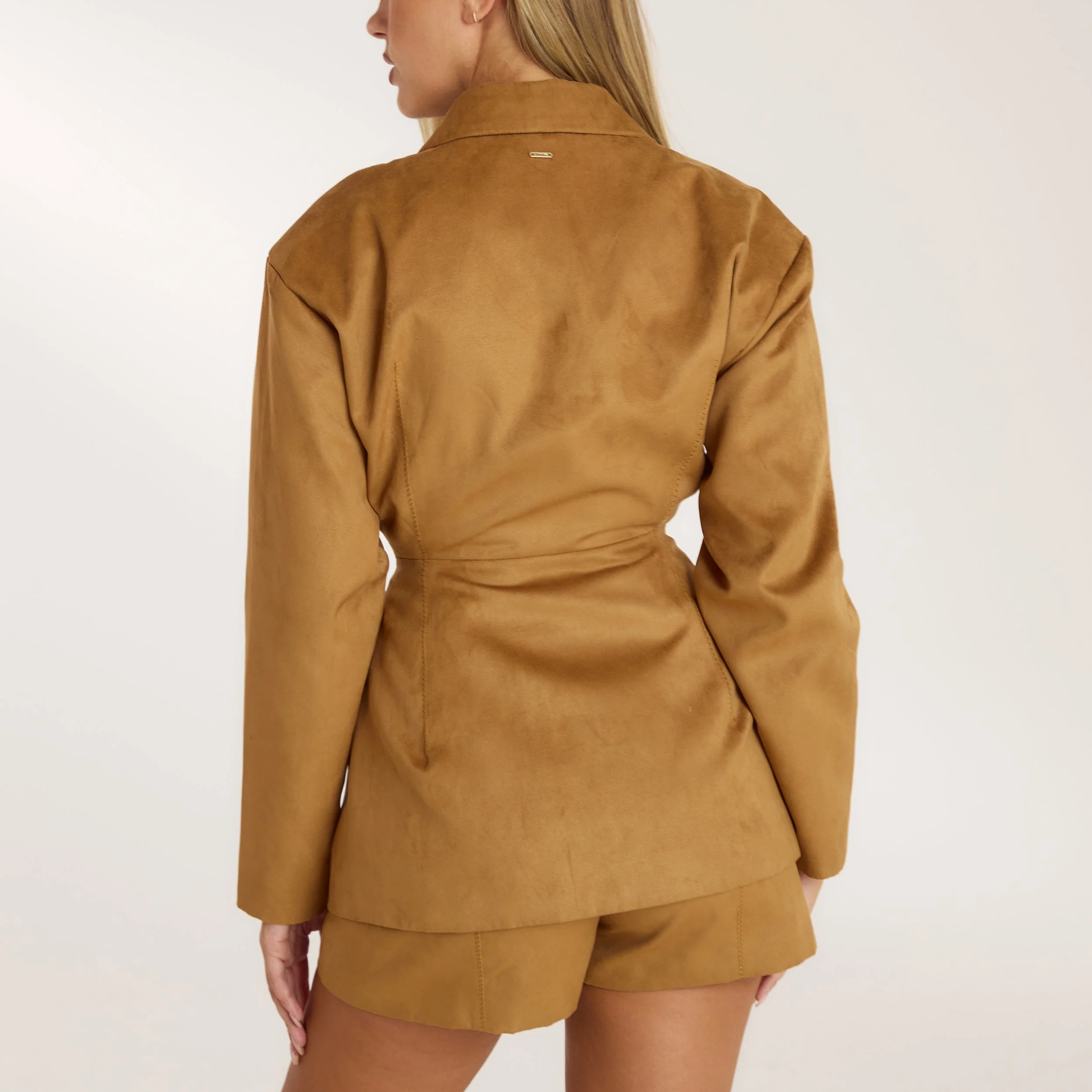 Suedette Blazer - Tan - Image 5