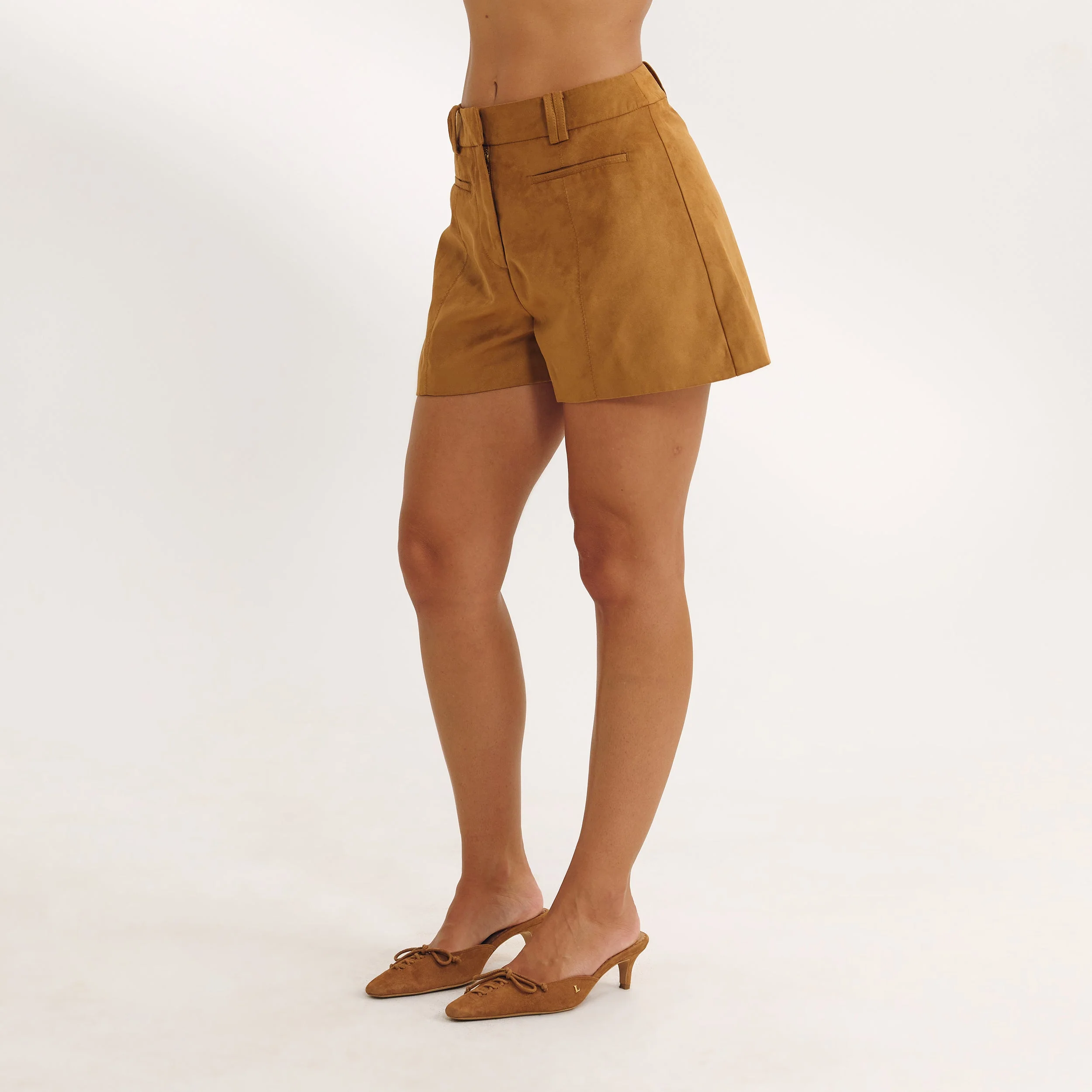 Suedette Shorts - Tan - Image 4