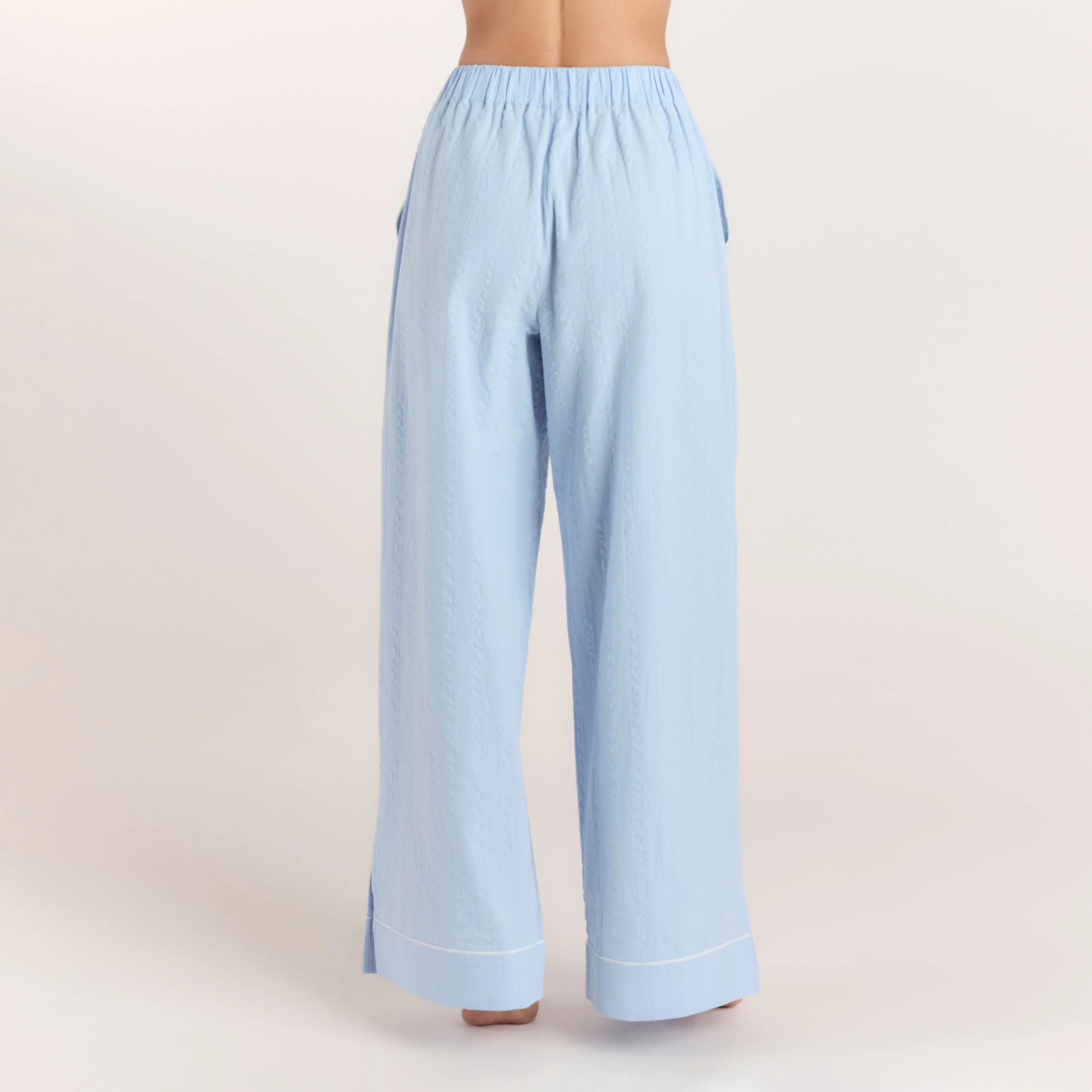 Textured Cotton Pajama Pants - Blue - Image 2