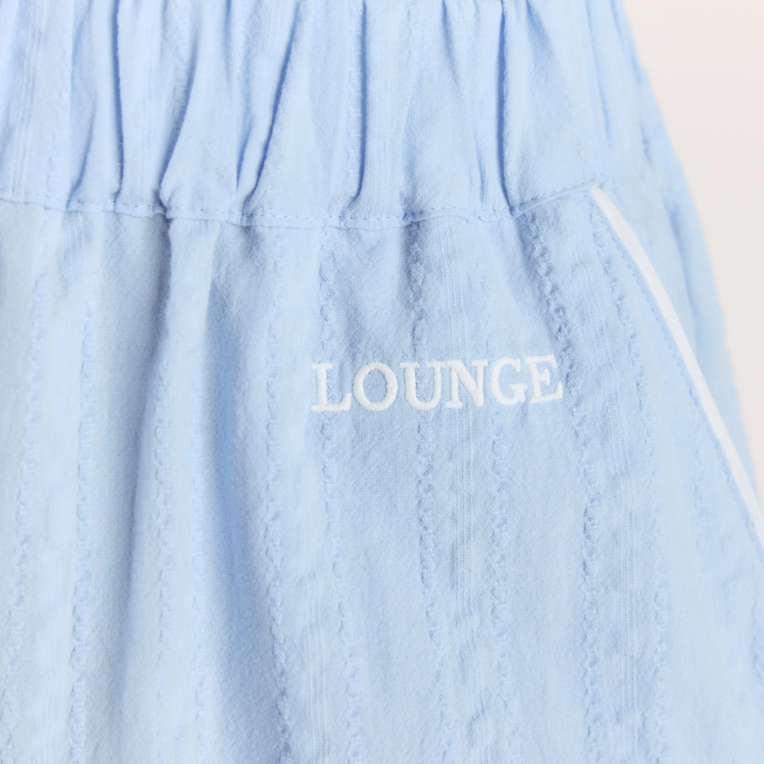 Textured Cotton Pajama Pants - Blue - Image 4