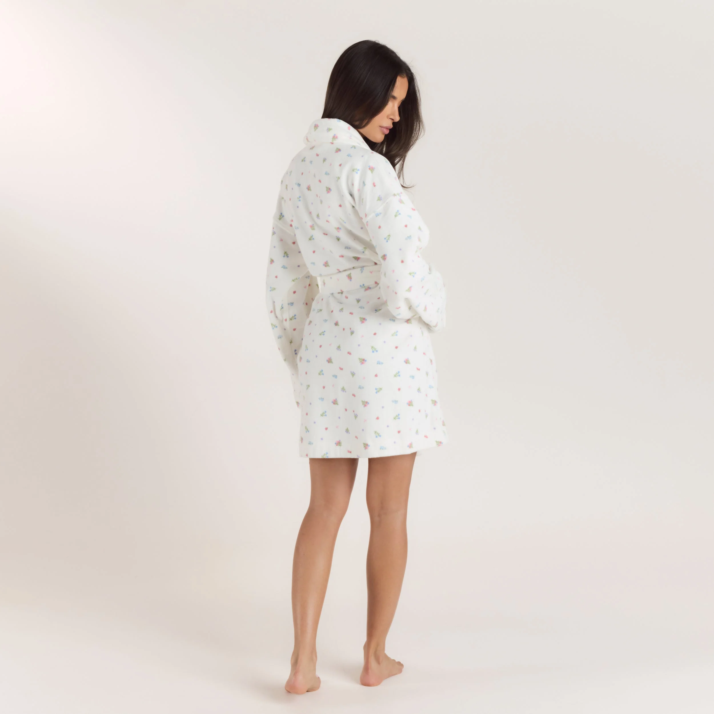 Towelling Bathrobe - White Print - Image 2