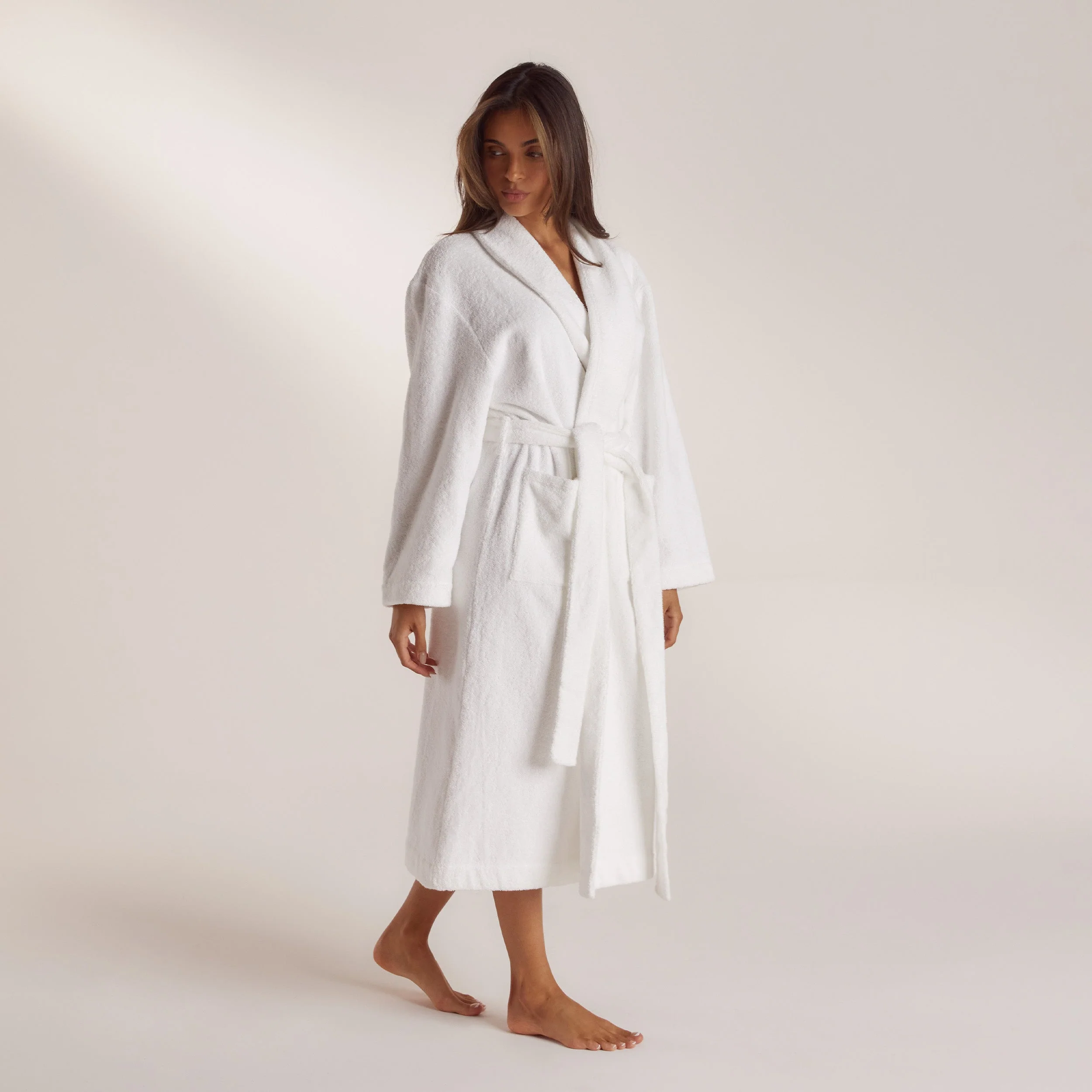 Towelling Dressing Gown - White - Image 4