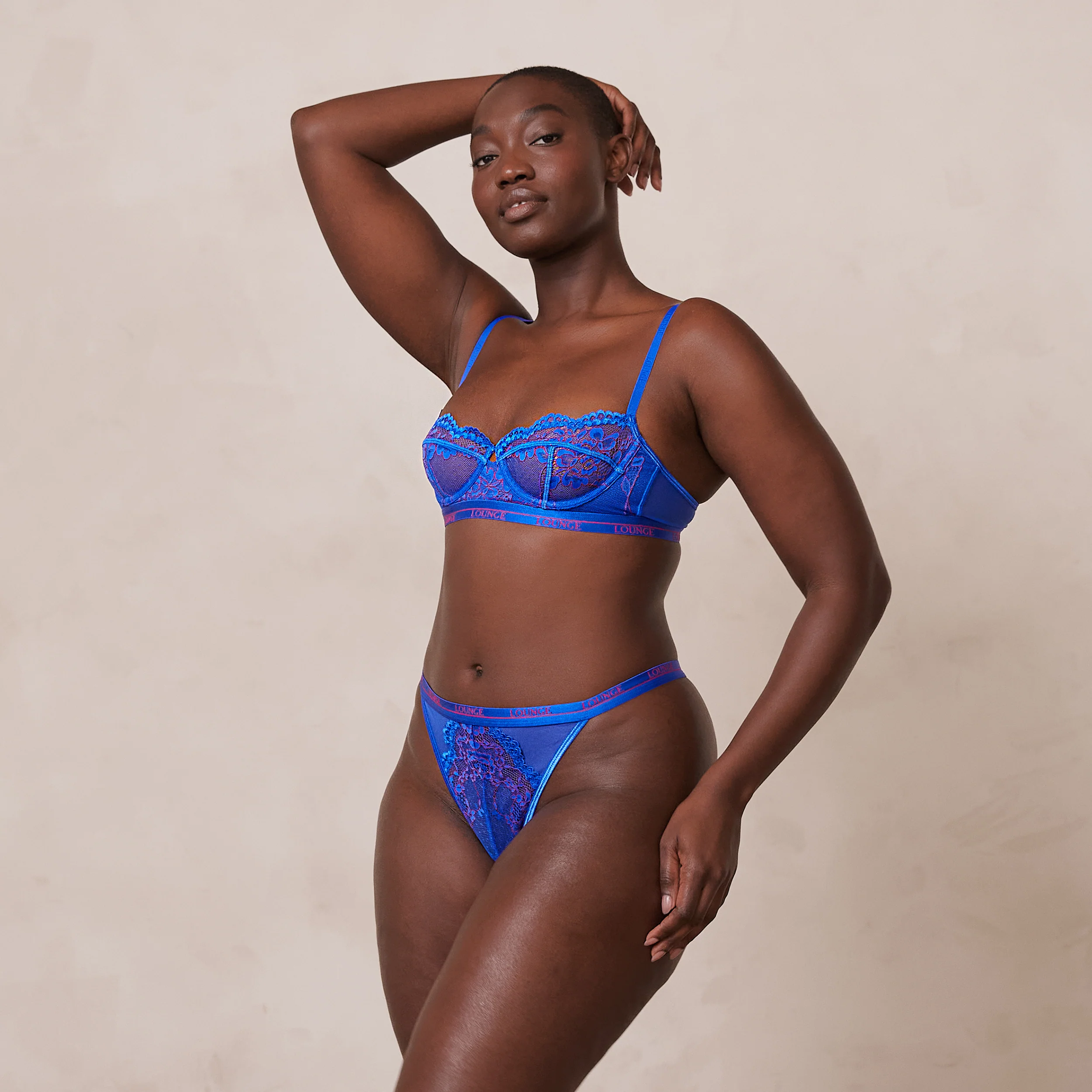 Two-Tone Blossom Balcony Bra  - Blue - Image 11