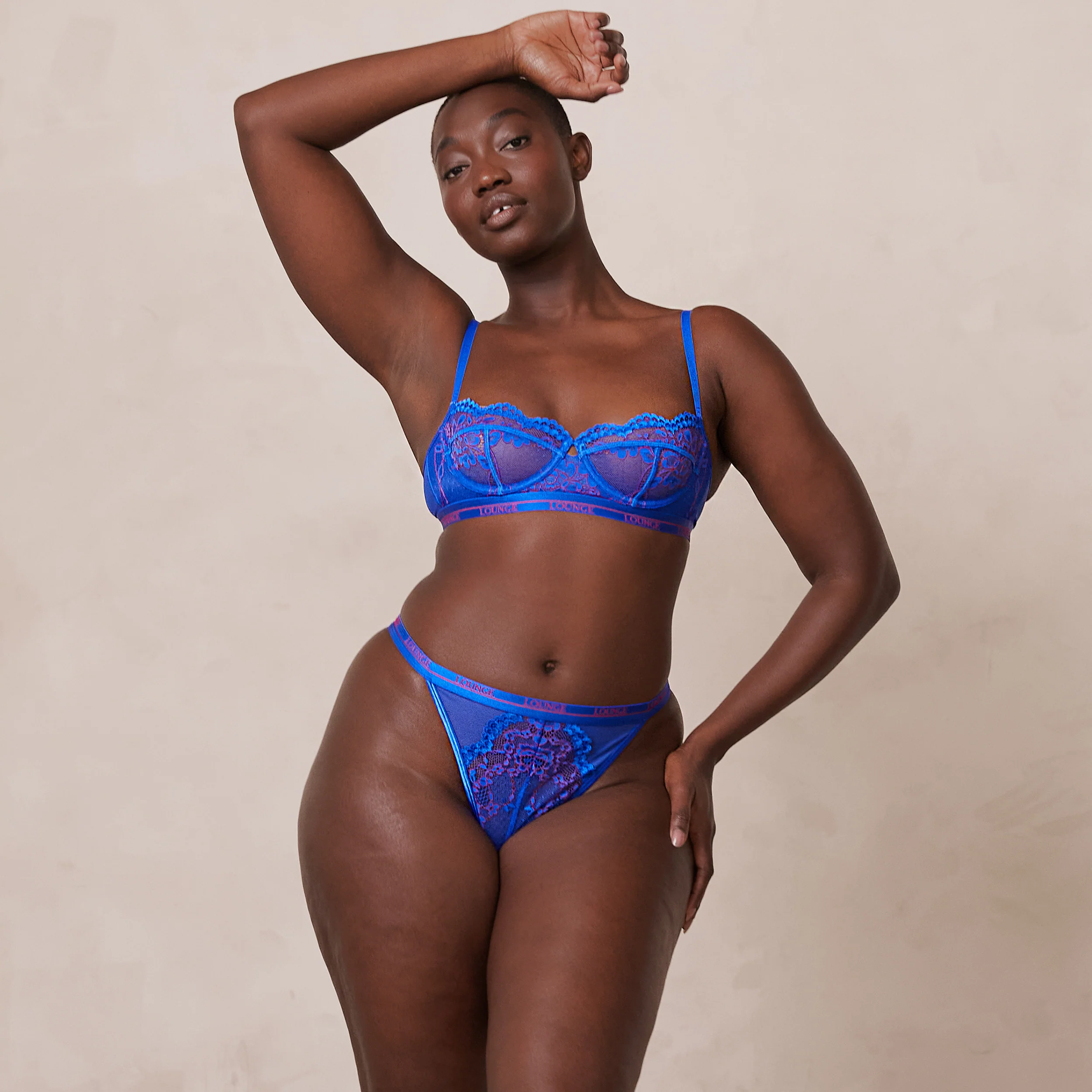 Two-Tone Blossom Balcony Bra  - Blue - Image 7