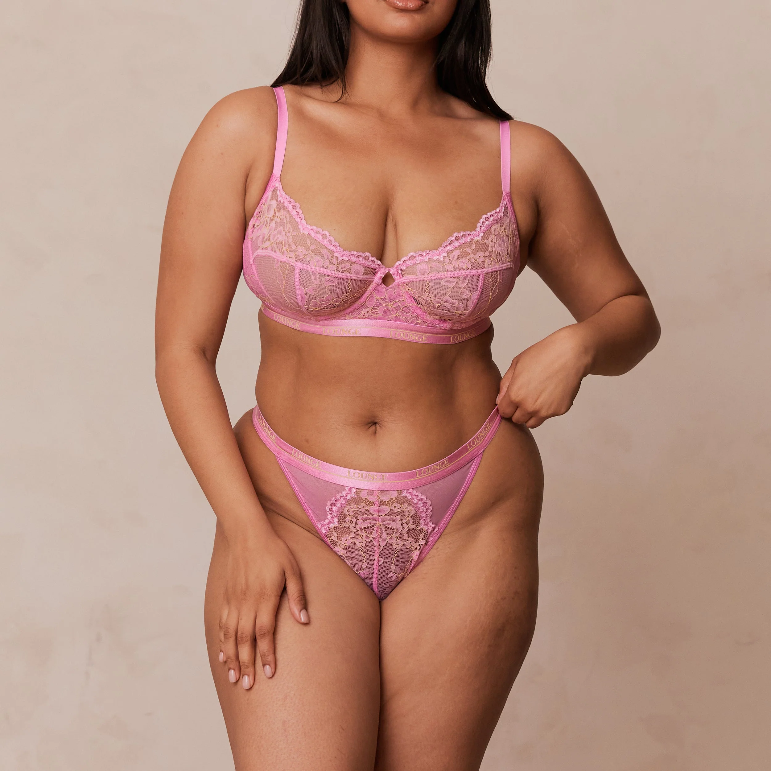 Two-Tone Blossom Balcony Bra  - Pink - Image 3