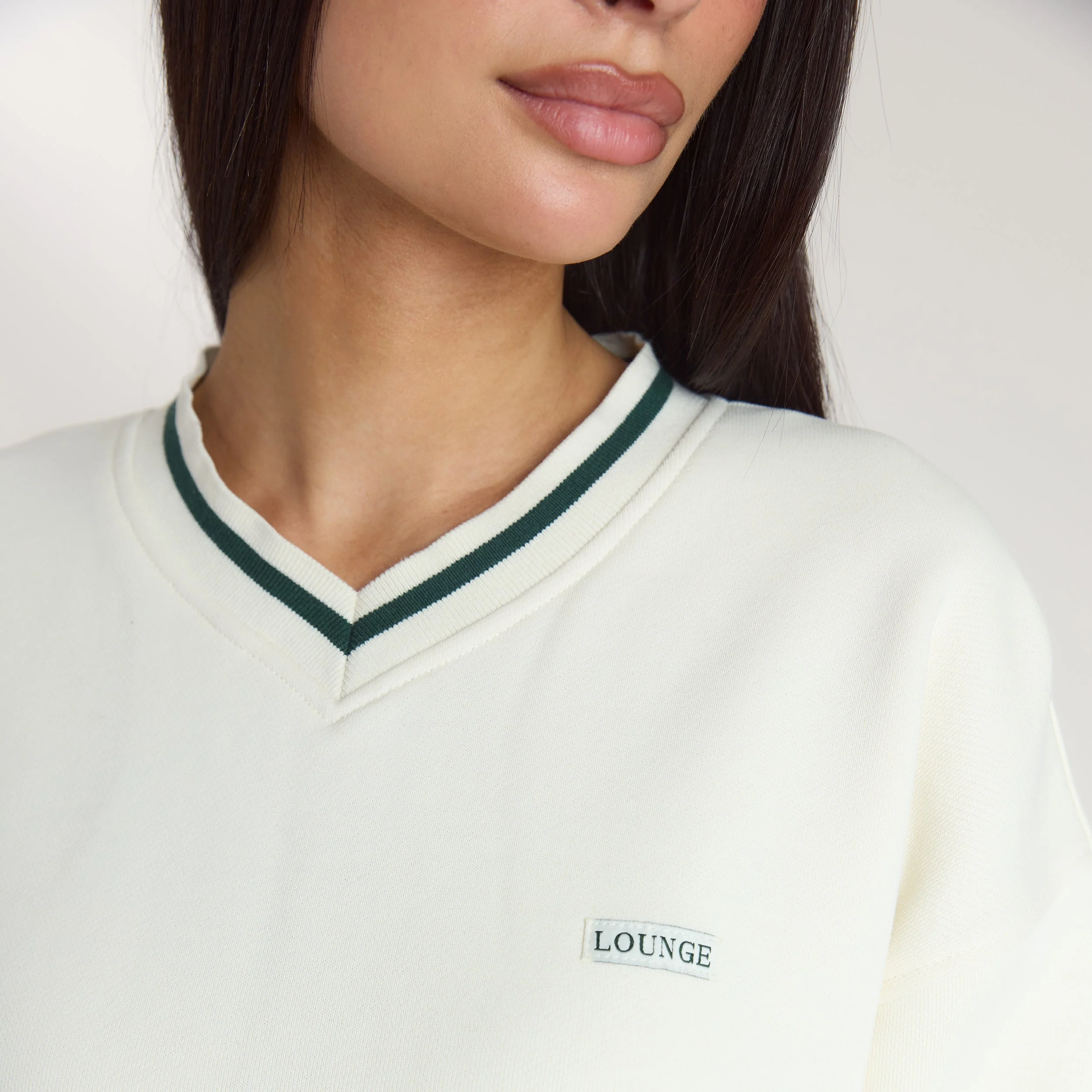 Lounge Living V-Neck Jumper - Cream - Image 3
