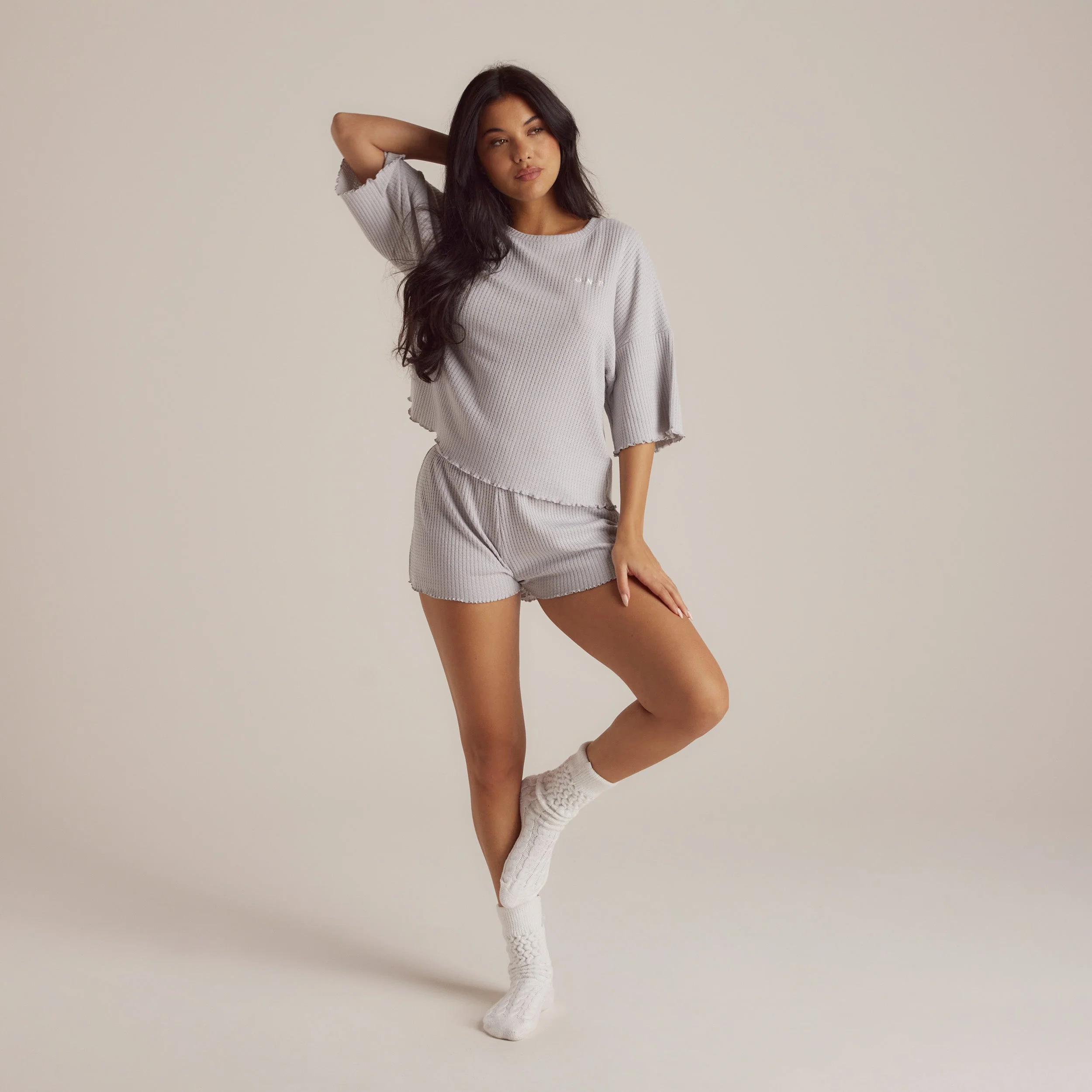 Soft Waffle Pajama Shorts - Frost - Image 3