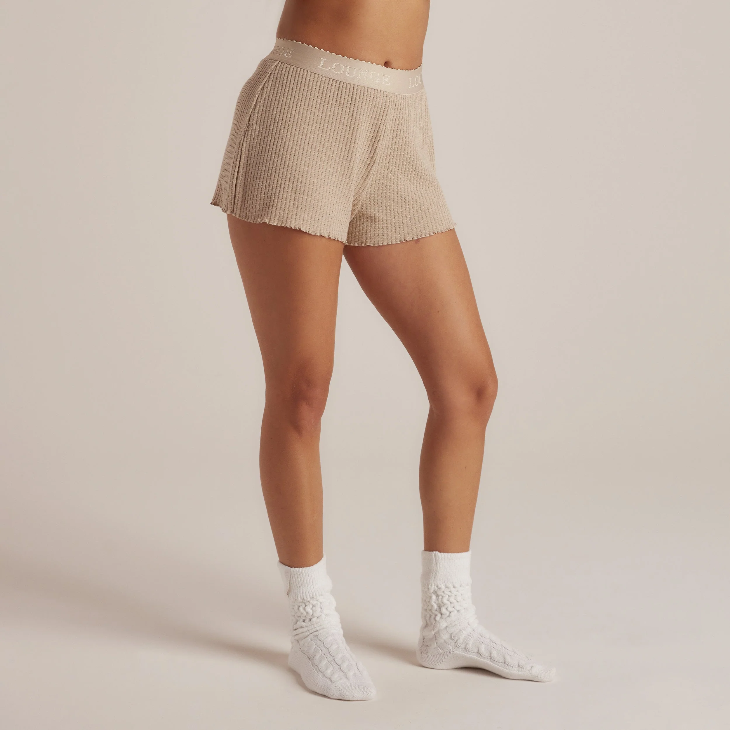 Soft Waffle Pajama Shorts - Mink - Image 5