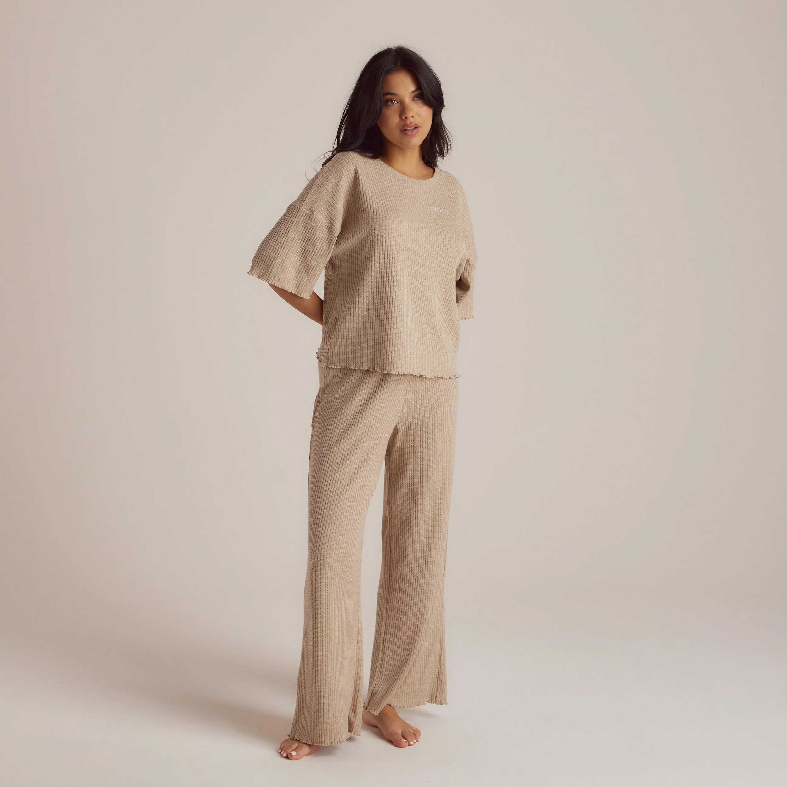 Soft Waffle Pajama Top - Mink - Image 3