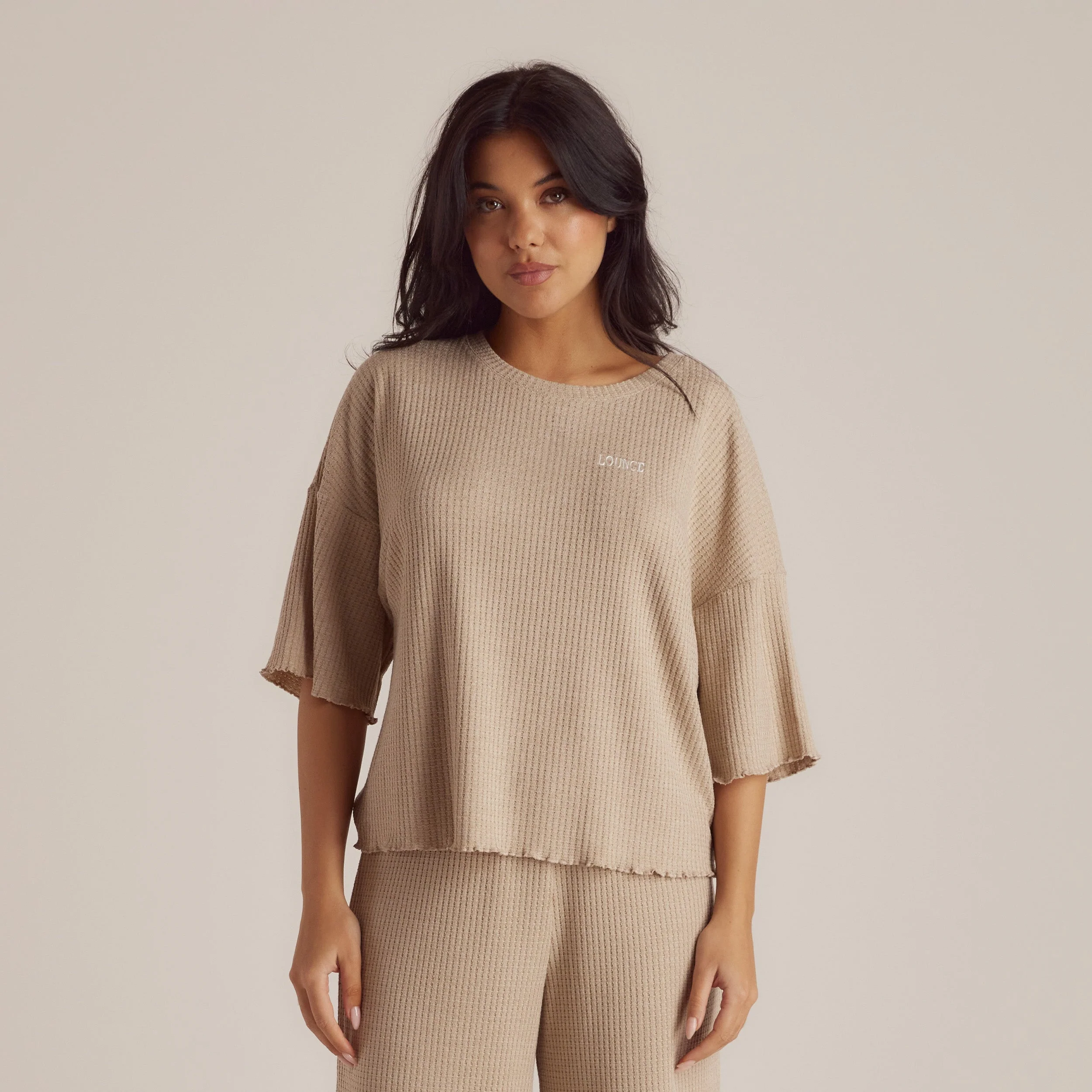 Soft Waffle Pajama Top - Mink - Image 6