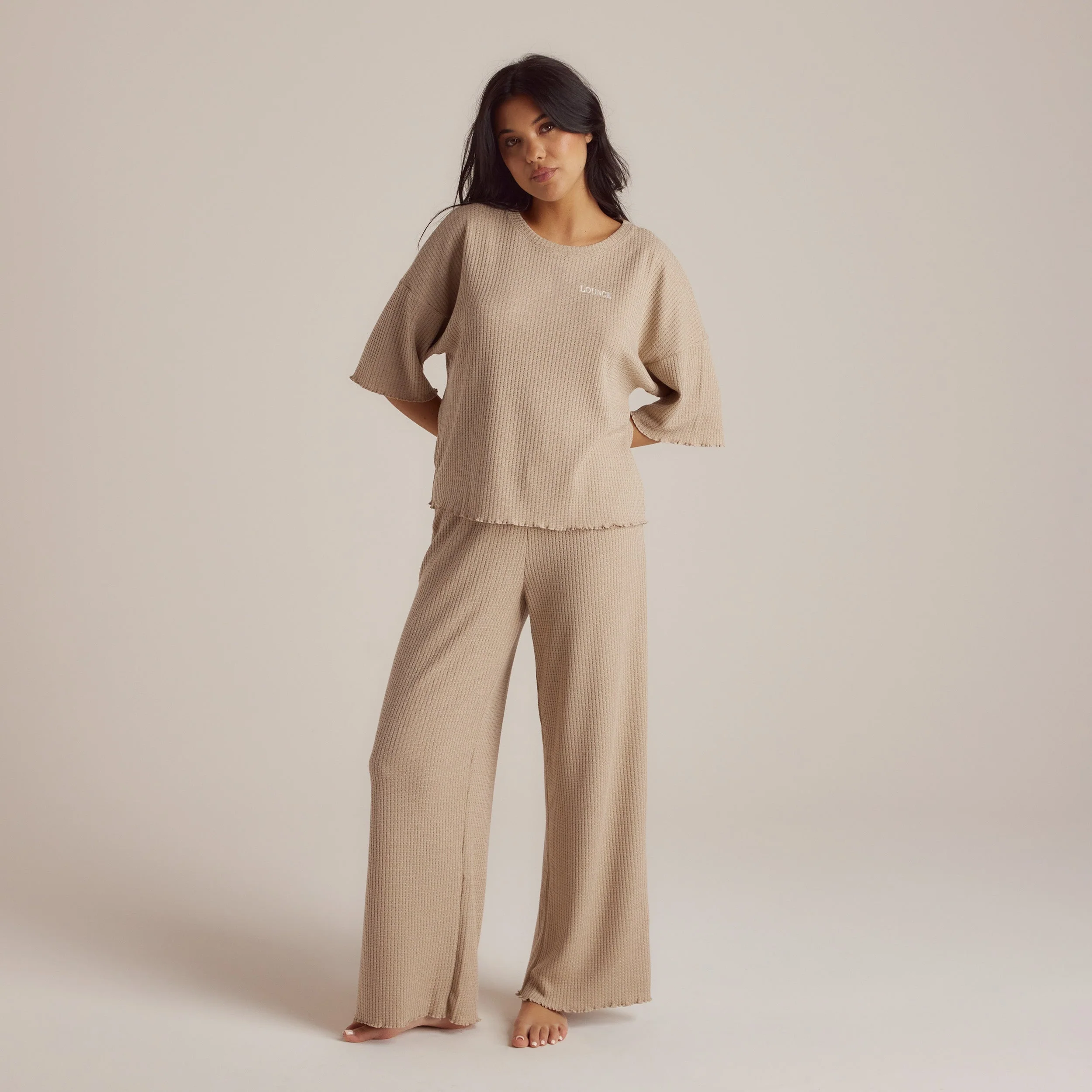 Soft Waffle Pajama Pants - Mink - Image 3