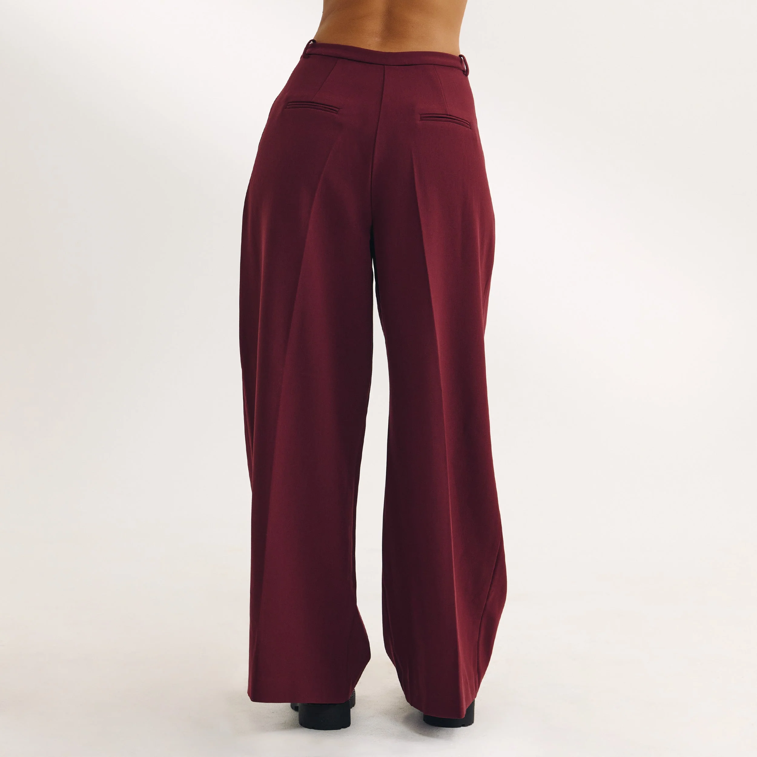 Wide-Leg Tailored Trousers - Cherry Lacquer - Image 4