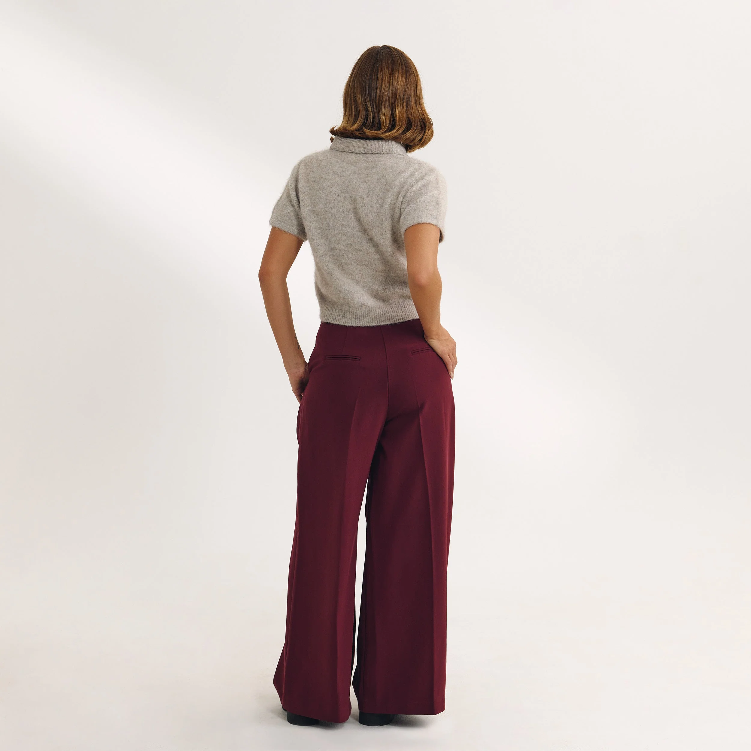 Wide-Leg Tailored Trousers - Cherry Lacquer - Image 5
