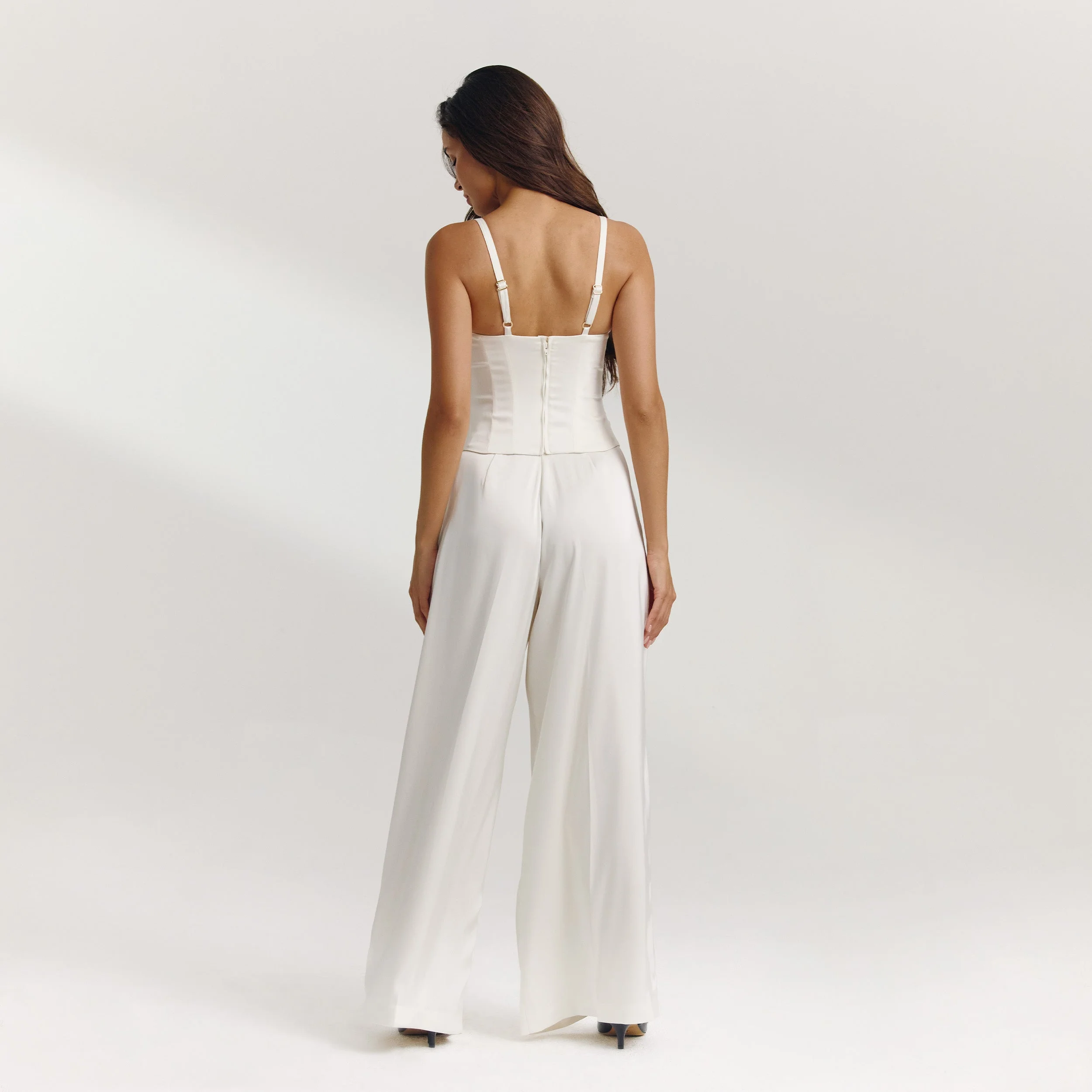 Satin Wide-Leg Pants - Off White - Image 6